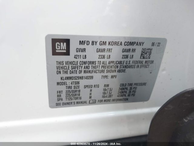 Photo 8 VIN: KL4MMDS29NB140209 - BUICK ENCORE GX 