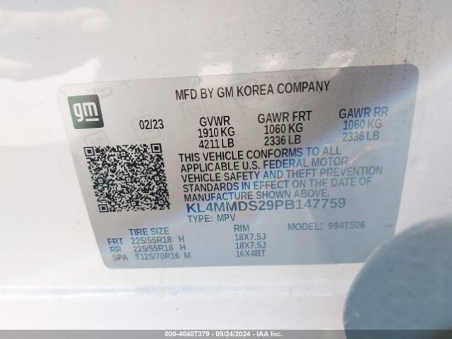 Photo 8 VIN: KL4MMDS29PB147759 - BUICK ENCORE GX 