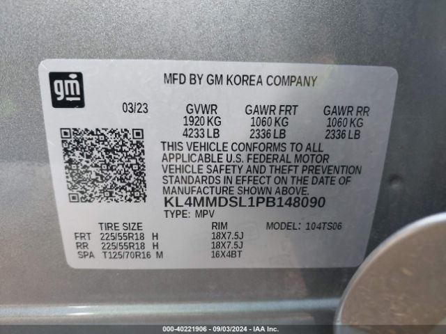 Photo 8 VIN: KL4MMDSL1PB148090 - BUICK ENCORE GX 