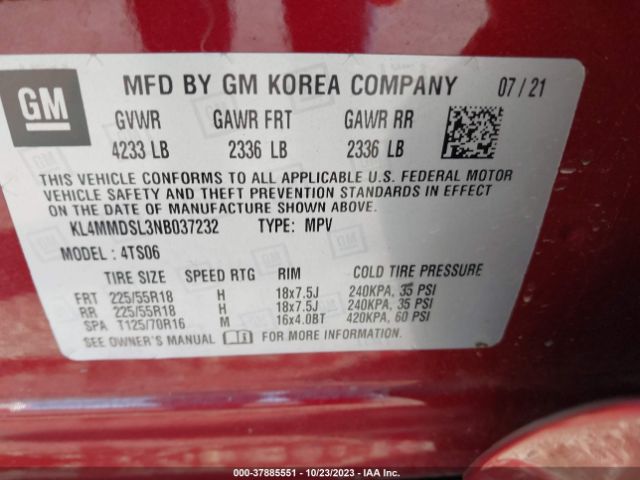 Photo 8 VIN: KL4MMDSL3NB037232 - BUICK ENCORE GX 