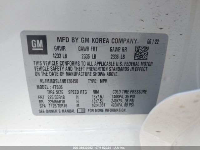 Photo 8 VIN: KL4MMDSL4NB136450 - BUICK ENCORE GX 