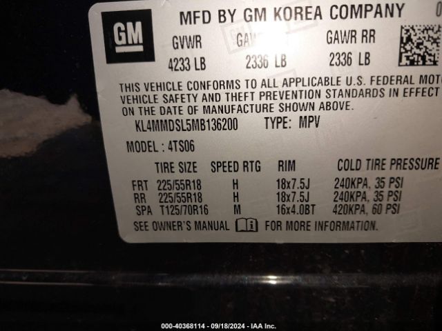 Photo 8 VIN: KL4MMDSL5MB136200 - BUICK ENCORE GX 