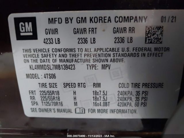 Photo 8 VIN: KL4MMDSL7MB139423 - BUICK ENCORE GX 