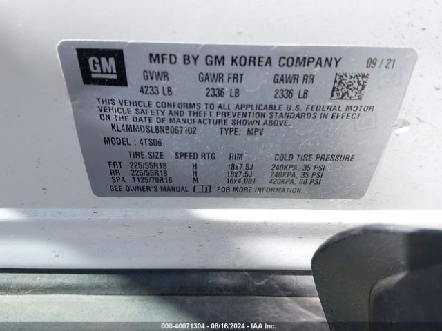 Photo 8 VIN: KL4MMDSL8NB067102 - BUICK ENCORE GX 