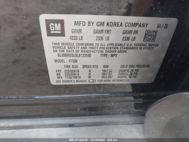 Photo 8 VIN: KL4MMDSL9LB122590 - BUICK ENCORE GX 