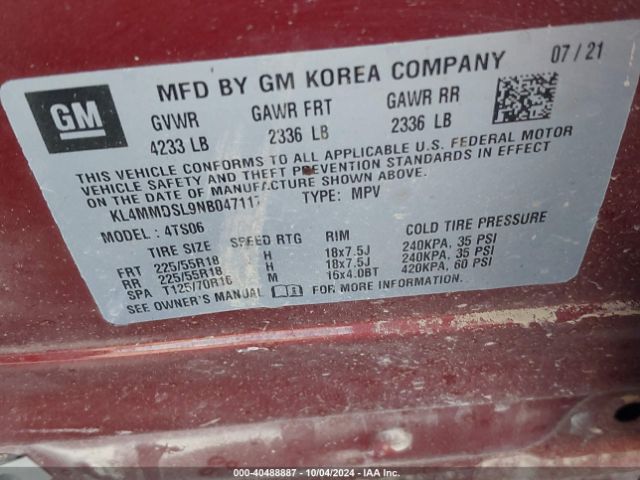 Photo 8 VIN: KL4MMDSL9NB047117 - BUICK ENCORE GX 