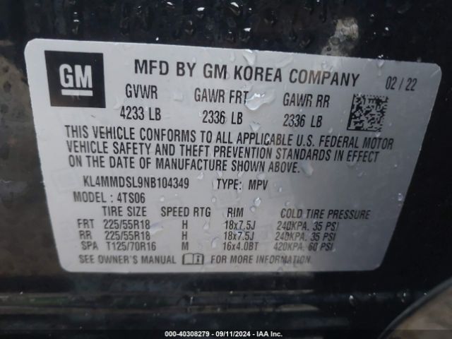 Photo 8 VIN: KL4MMDSL9NB104349 - BUICK ENCORE GX 