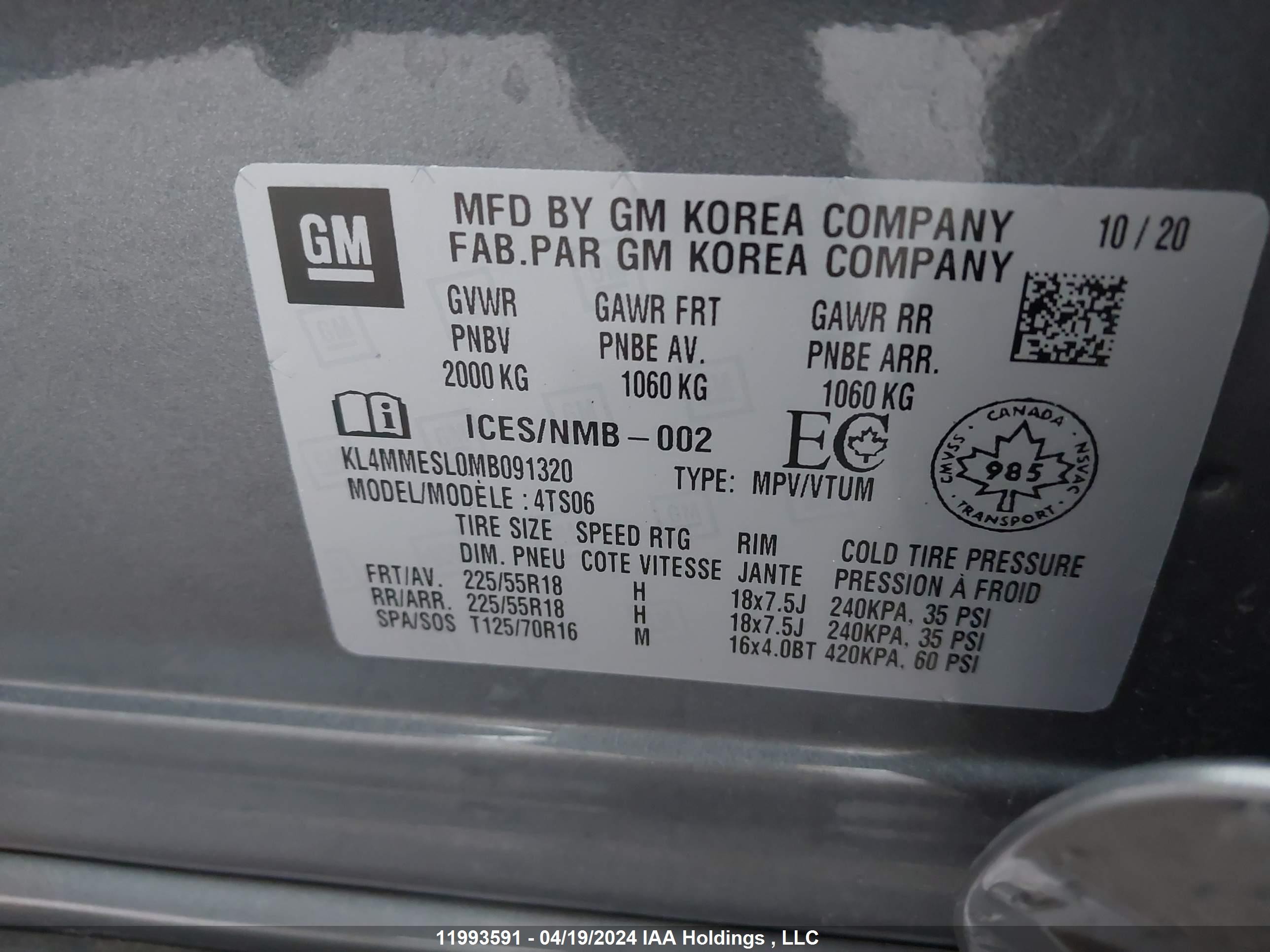 Photo 8 VIN: KL4MMESL0MB091320 - BUICK ENCORE GX 