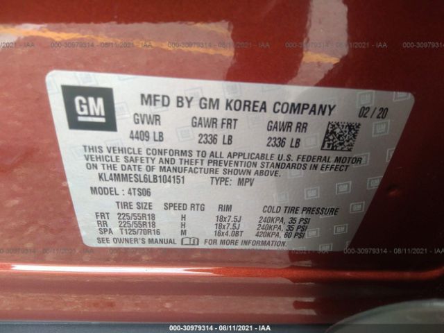 Photo 8 VIN: KL4MMESL6LB104151 - BUICK ENCORE GX 