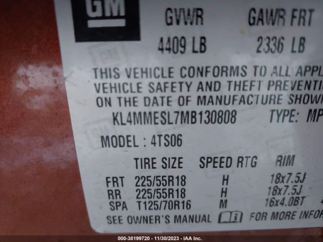 Photo 8 VIN: KL4MMESL7MB130808 - BUICK ENCORE GX 