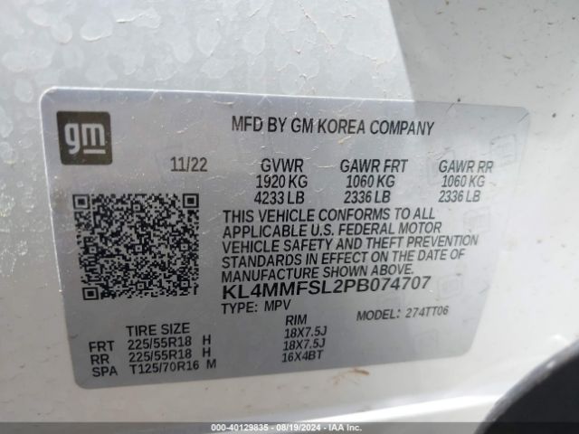 Photo 8 VIN: KL4MMFSL2PB074707 - BUICK ENCORE GX 