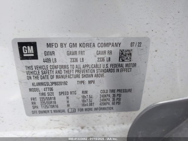 Photo 8 VIN: KL4MMGSL3PB020192 - BUICK ENCORE GX 