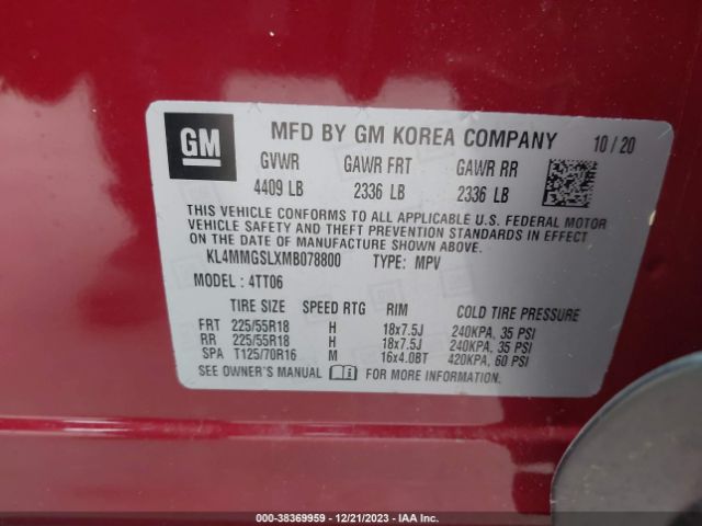 Photo 8 VIN: KL4MMGSLXMB078800 - BUICK ENCORE GX 