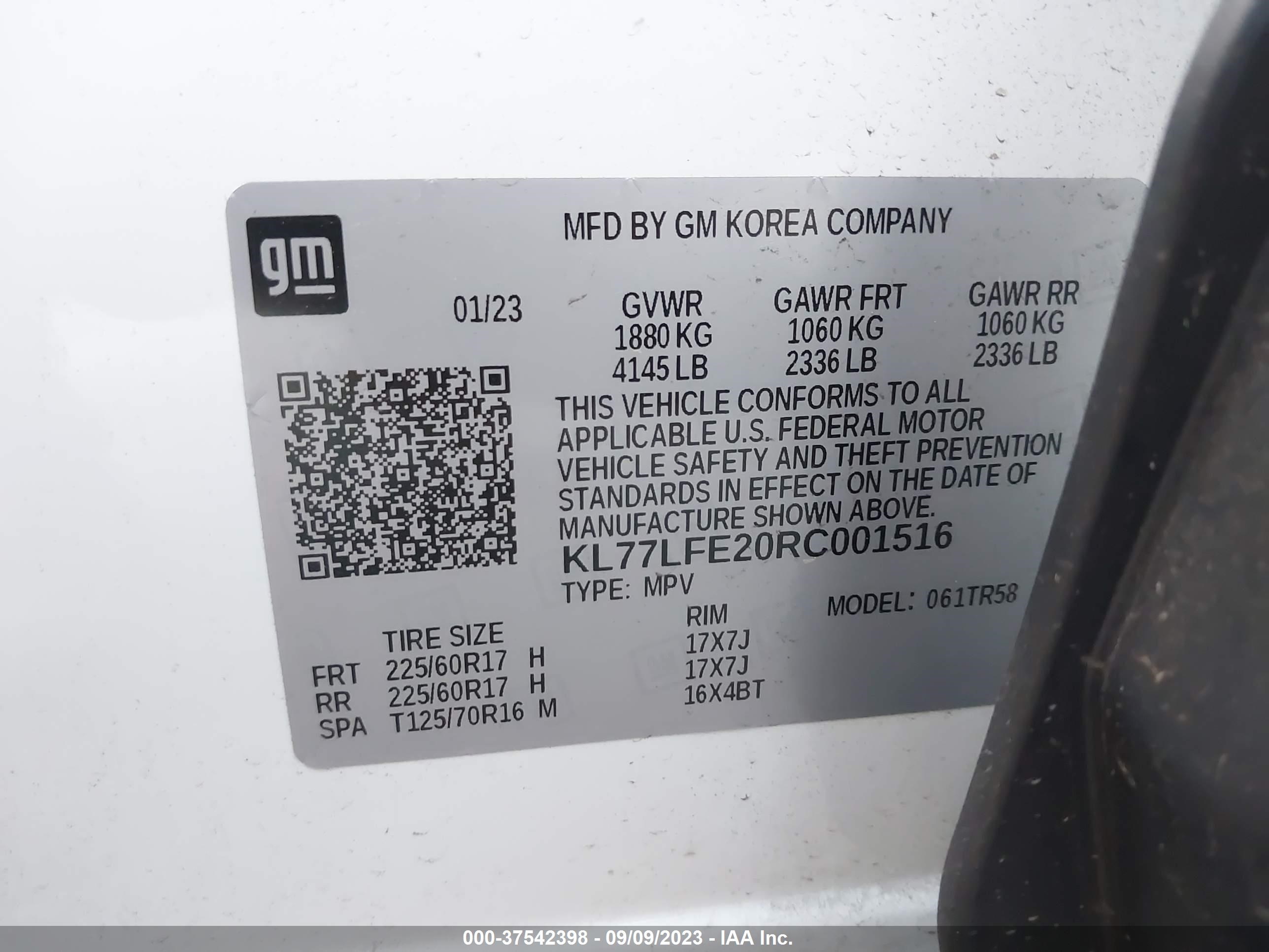 Photo 8 VIN: KL77LFE20RC001516 - CHEVROLET TRAX 