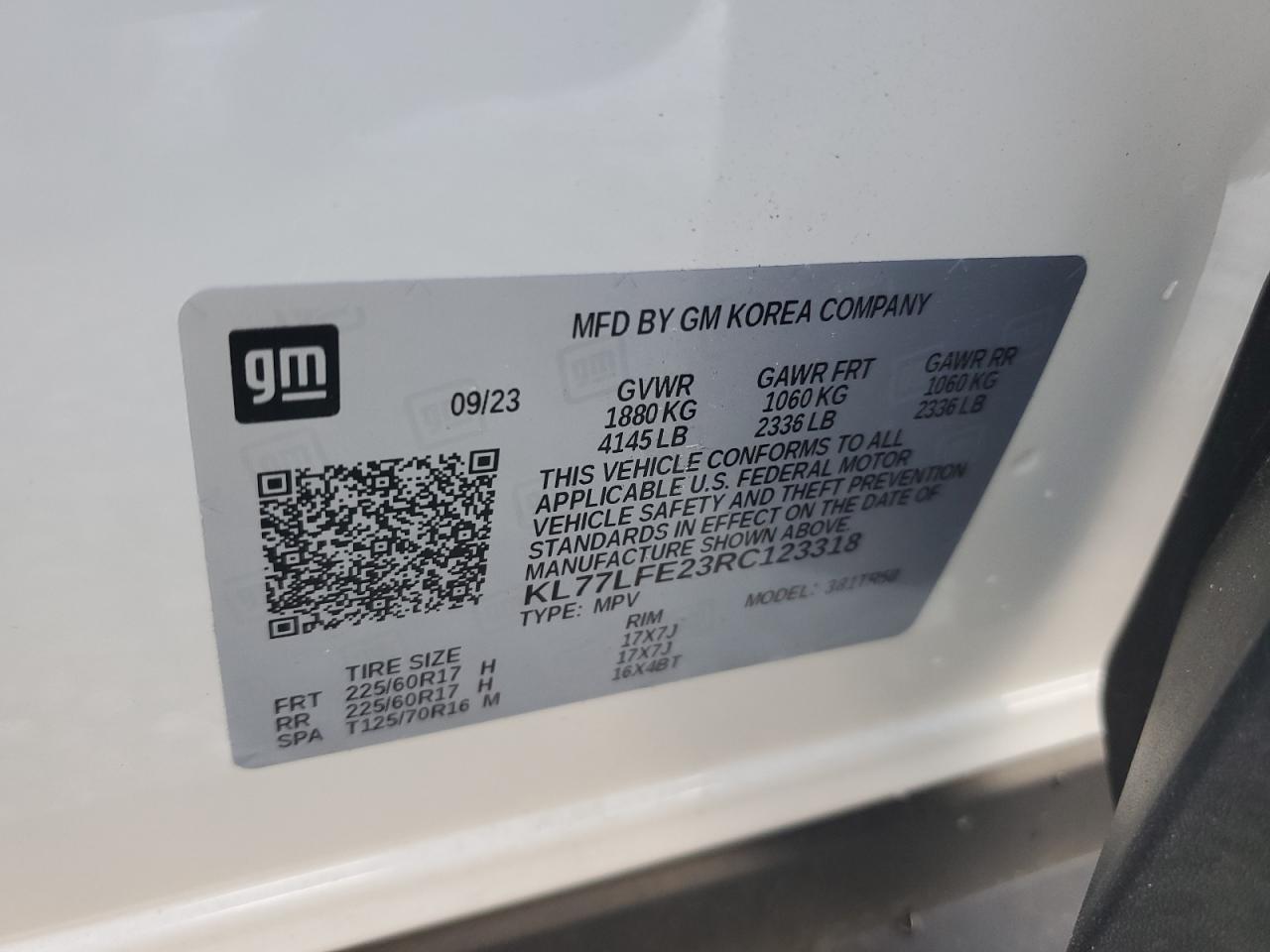 Photo 11 VIN: KL77LFE23RC123318 - CHEVROLET TRAX 