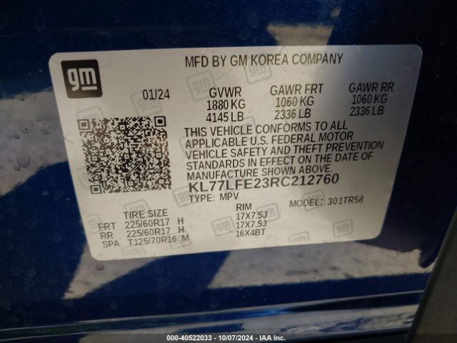 Photo 8 VIN: KL77LFE23RC212760 - CHEVROLET TRAX 