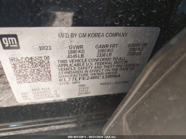 Photo 8 VIN: KL77LFE24RC139964 - CHEVROLET TRAX 