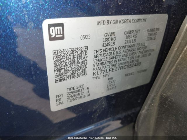 Photo 8 VIN: KL77LFE27RC052480 - CHEVROLET TRAX 