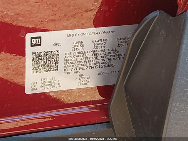 Photo 8 VIN: KL77LFE27RC130465 - CHEVROLET TRAX 