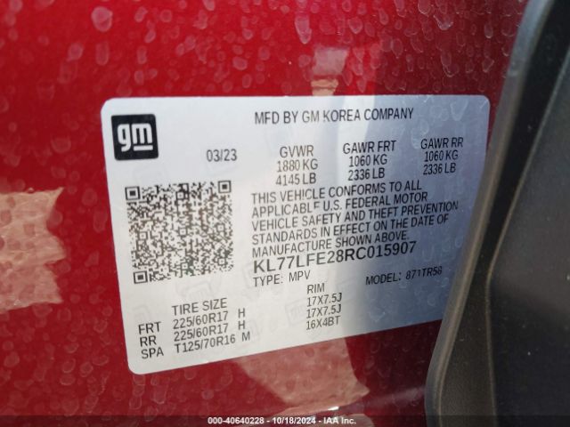 Photo 8 VIN: KL77LFE28RC015907 - CHEVROLET TRAX 