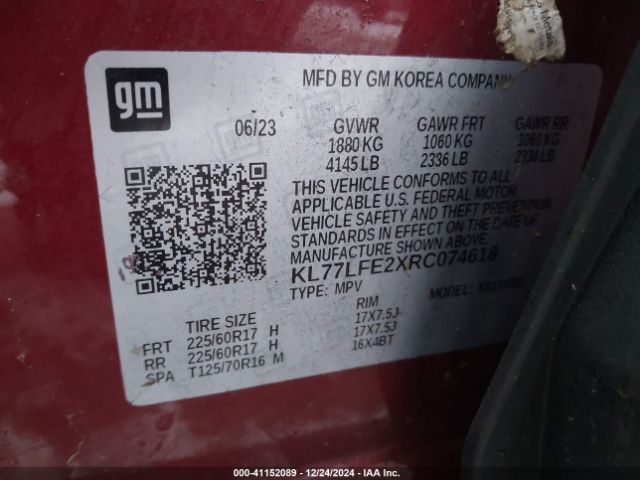 Photo 8 VIN: KL77LFE2XRC074618 - CHEVROLET TRAX 