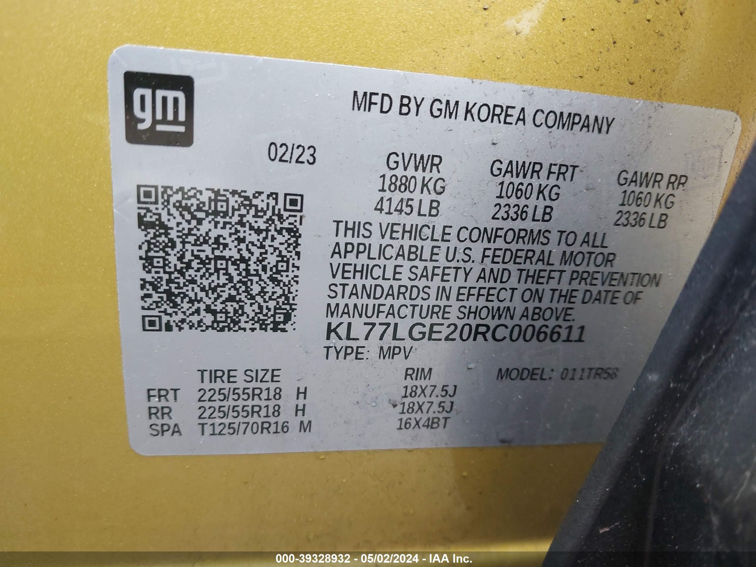 Photo 8 VIN: KL77LGE20RC006611 - CHEVROLET TRAX 