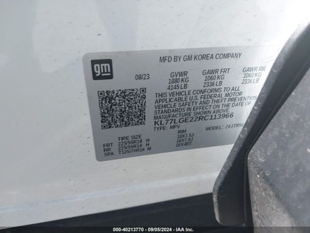 Photo 8 VIN: KL77LGE22RC113966 - CHEVROLET TRAX 