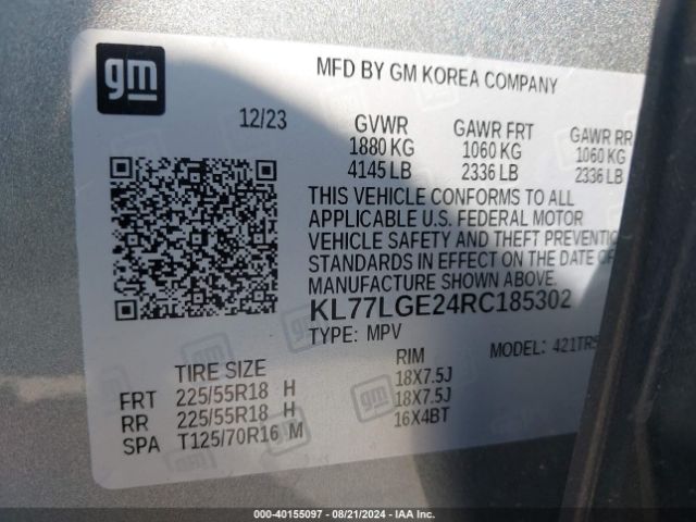 Photo 8 VIN: KL77LGE24RC185302 - CHEVROLET TRAX 