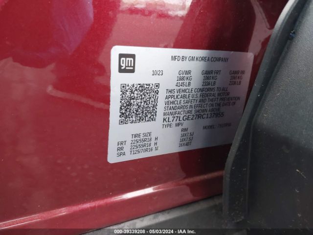 Photo 8 VIN: KL77LGE27RC137955 - CHEVROLET TRAX 