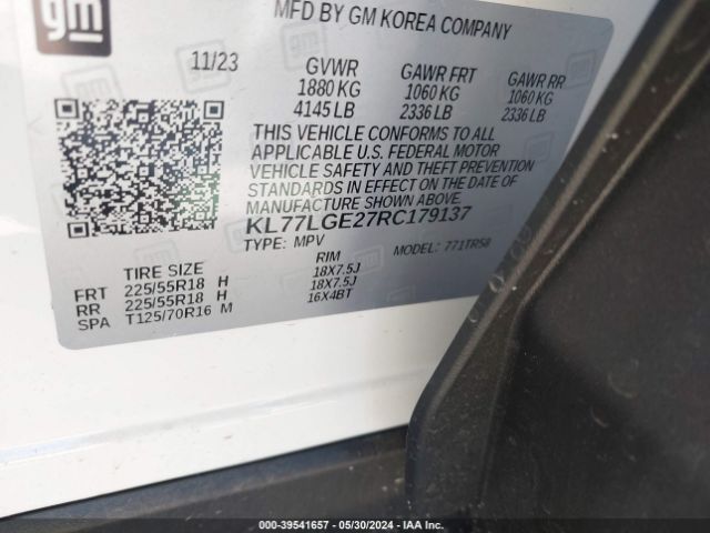 Photo 8 VIN: KL77LGE27RC179137 - CHEVROLET TRAX 