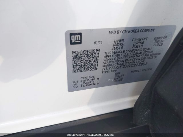 Photo 8 VIN: KL77LGE27RC223962 - CHEVROLET TRAX 