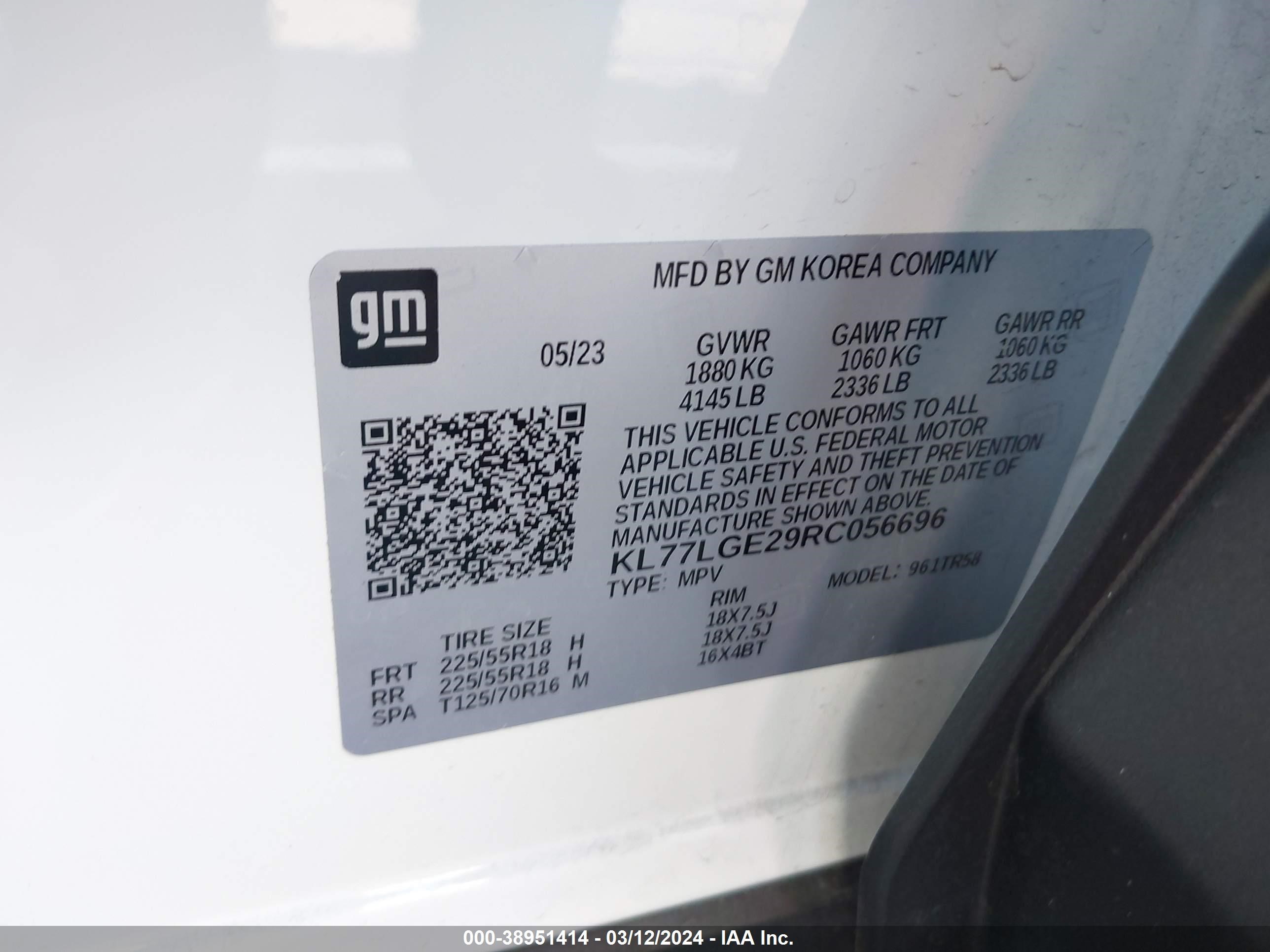 Photo 9 VIN: KL77LGE29RC056696 - CHEVROLET TRAX 