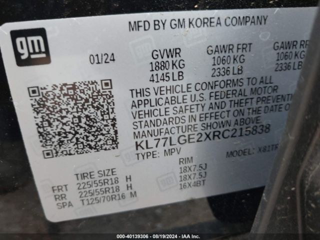 Photo 8 VIN: KL77LGE2XRC215838 - CHEVROLET TRAX 