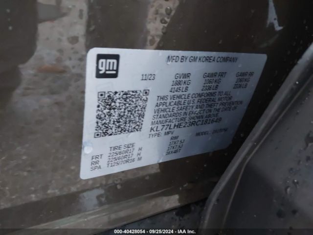 Photo 8 VIN: KL77LHE23RC181649 - CHEVROLET TRAX 