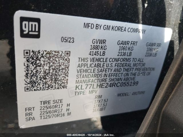 Photo 8 VIN: KL77LHE24RC055199 - CHEVROLET TRAX 