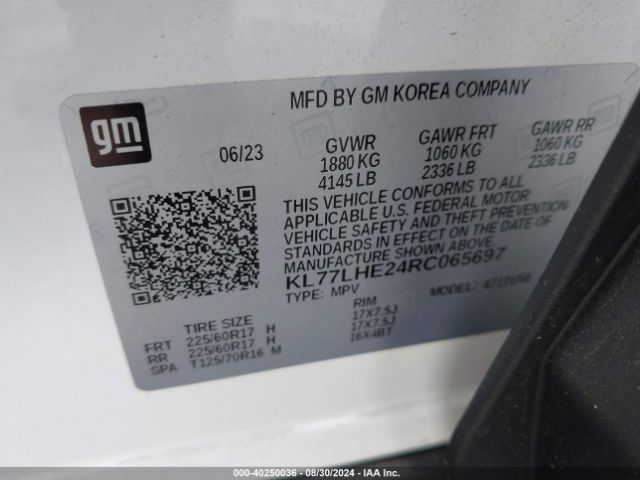 Photo 8 VIN: KL77LHE24RC065697 - CHEVROLET TRAX 