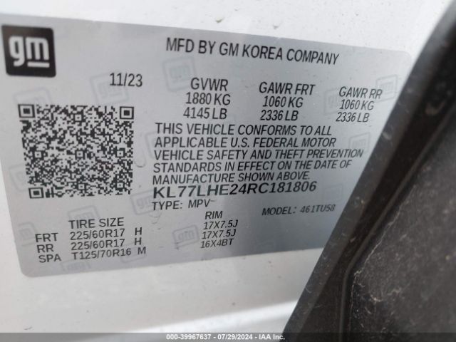 Photo 8 VIN: KL77LHE24RC181806 - CHEVROLET TRAX 