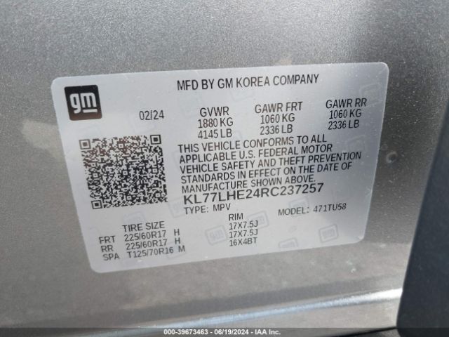 Photo 8 VIN: KL77LHE24RC237257 - CHEVROLET TRAX 