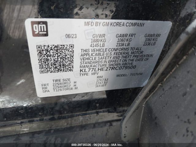 Photo 8 VIN: KL77LHE27RC079500 - CHEVROLET TRAX 