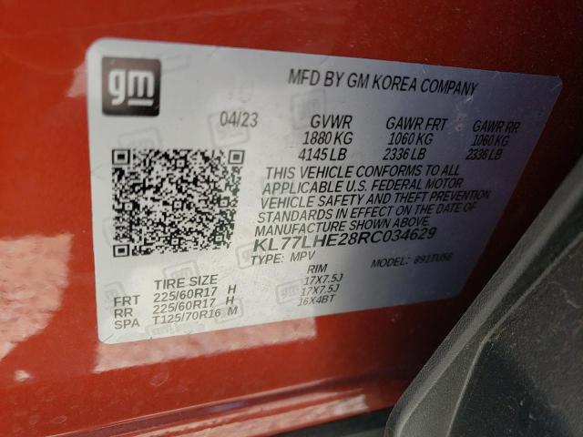 Photo 12 VIN: KL77LHE28RC034629 - CHEVROLET TRAX 1LT 