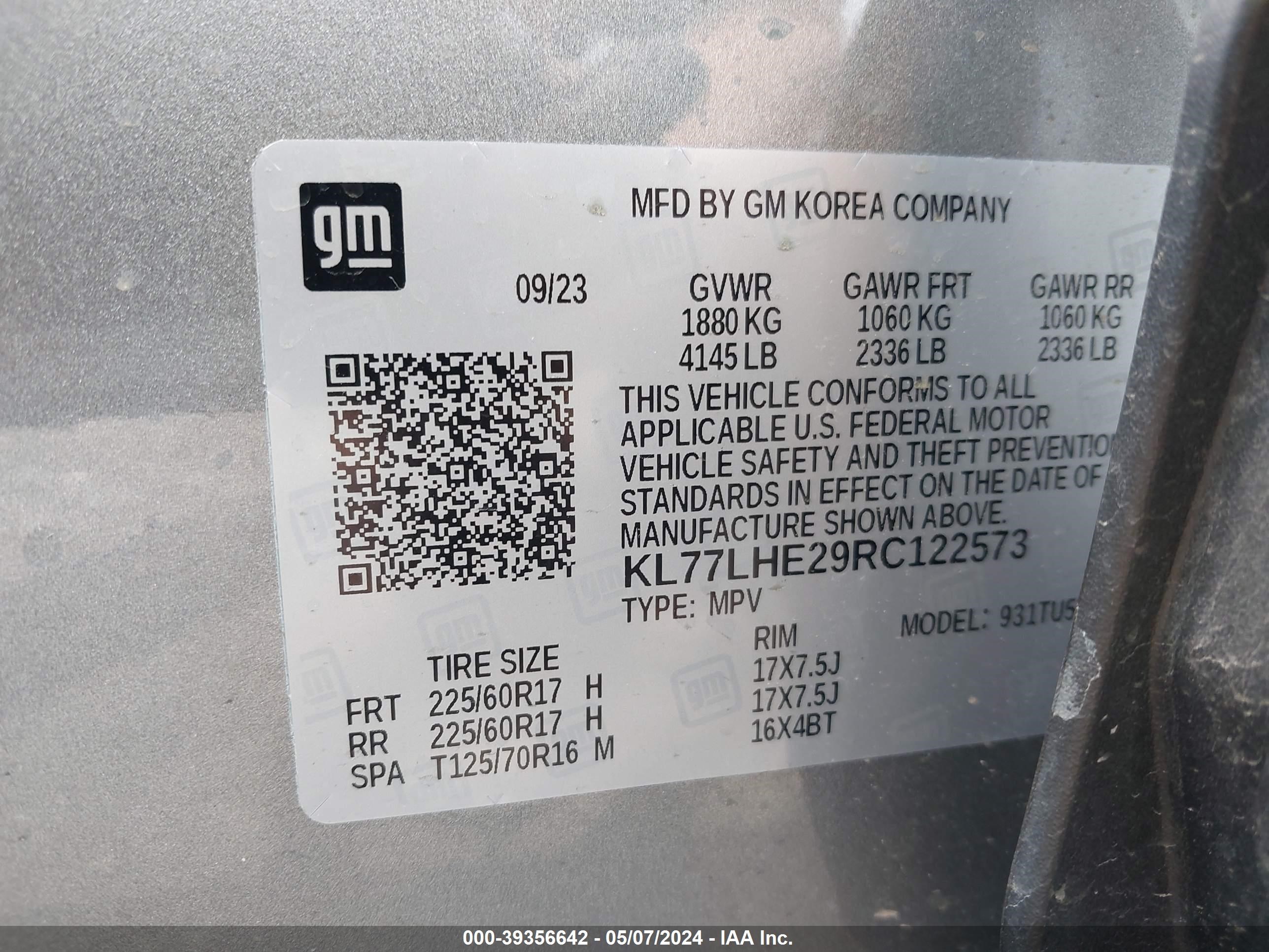 Photo 8 VIN: KL77LHE29RC122573 - CHEVROLET TRAX 