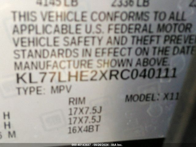 Photo 8 VIN: KL77LHE2XRC040111 - CHEVROLET TRAX 