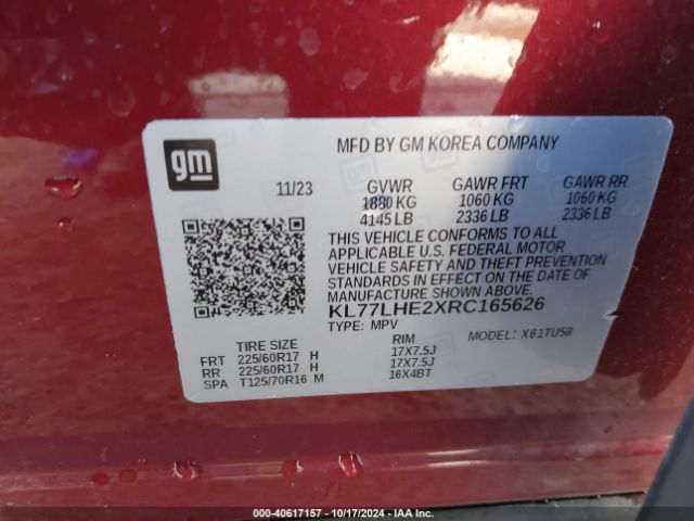 Photo 8 VIN: KL77LHE2XRC165626 - CHEVROLET TRAX 