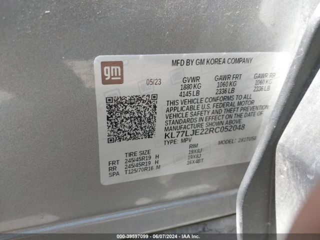 Photo 8 VIN: KL77LJE22RC052048 - CHEVROLET TRAX 