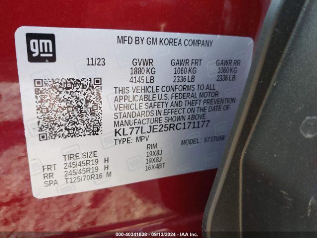 Photo 8 VIN: KL77LJE25RC171177 - CHEVROLET TRAX 