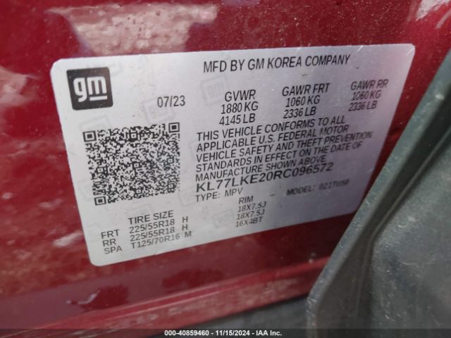 Photo 8 VIN: KL77LKE20RC096572 - CHEVROLET TRAX 