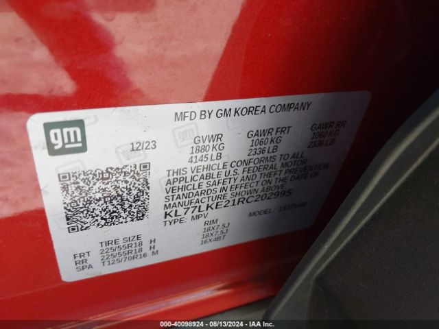 Photo 8 VIN: KL77LKE21RC202995 - CHEVROLET TRAX 