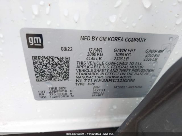 Photo 8 VIN: KL77LKE28RC118298 - CHEVROLET TRAX 