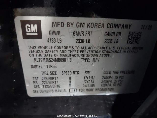 Photo 8 VIN: KL79MMS24MB098118 - CHEVROLET TRAILBLAZER 