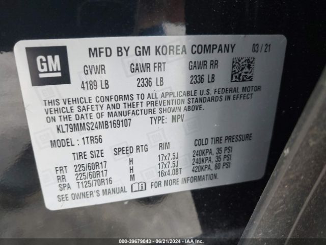 Photo 8 VIN: KL79MMS24MB169107 - CHEVROLET TRAILBLAZER 